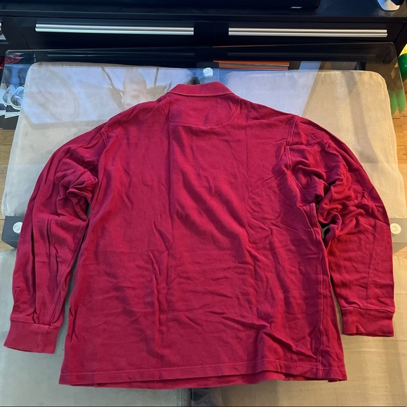 Burberry Polo Long Sleeve Burgundy Size Large - Picture 3 of 4